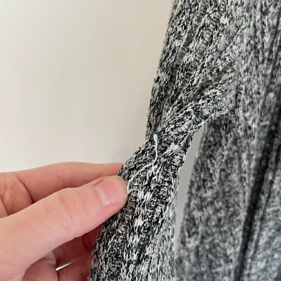 BDG URBAN OUTFITTERS UO Hooded Ribbed Cardigan Black White Marled Open Sweater - Picture 14 of 16